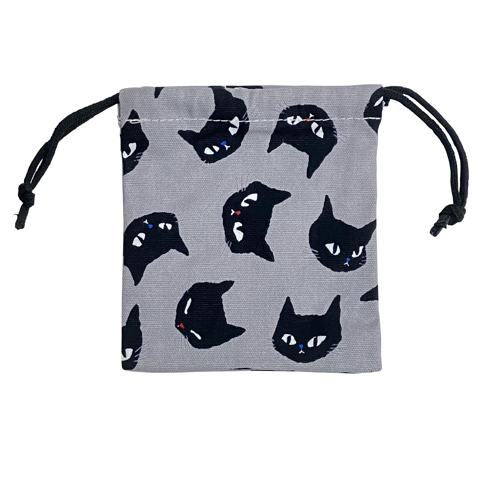 Cat Pattern Drawstring Pouch, Japanese Cotton