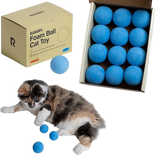 Rawry Juego de juguetes de bolas de espuma para gatos, 12 bolas de espuma para gatos y gatitos de interior, bolas suaves, duraderas, con rebote para