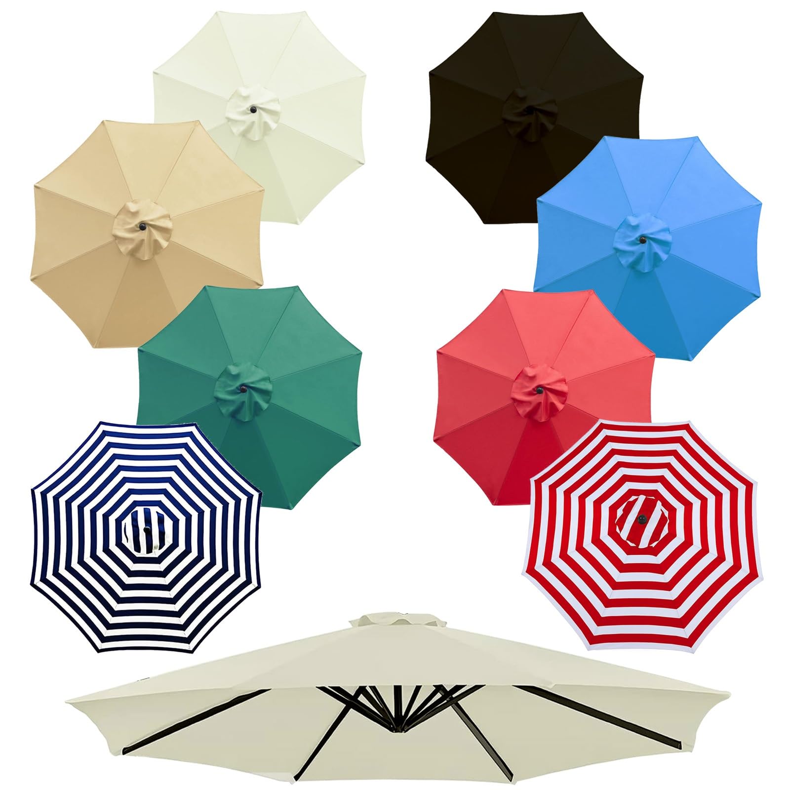 Plerile Terrassenschirm Ersatzdach – Für 6-Rippen/8-Rippen Schirme, 2m/2,7m/3m, UV-Schutz