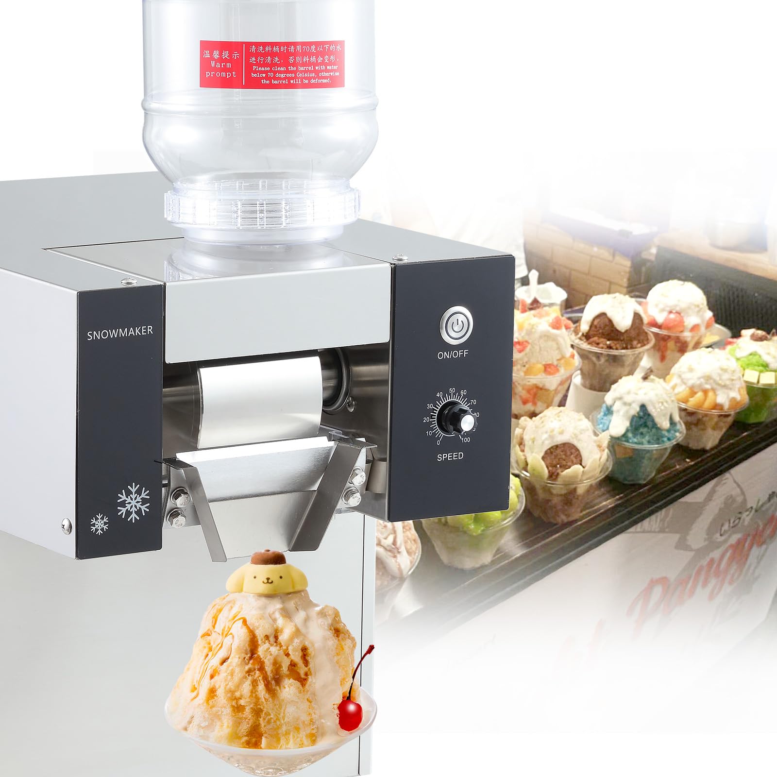 Kolice Commercial Automatic Shaved Ice Machine, 275 lbs/day Snow Cone Shaver, Snowflake Ice Machine, Air Cooling for Restaurant, Milktea Shops, Food Van, Home etc