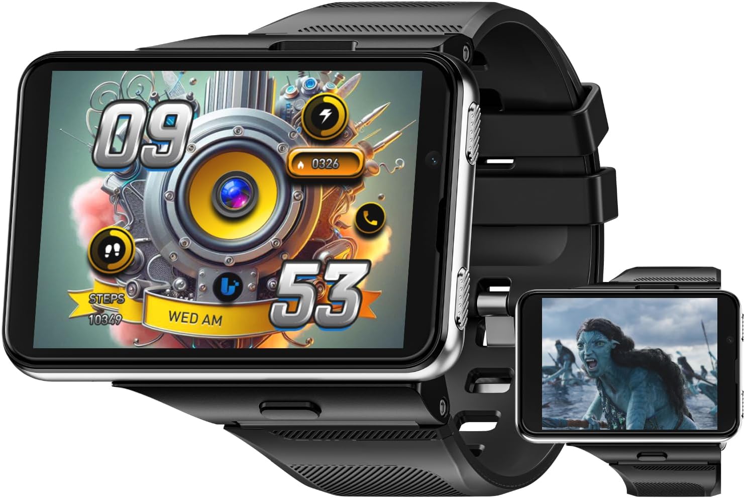 LOKMAT 2.88" Large Screen 4G SIM Card Smart Watch, Android 11 Smartwatch with Phone Call, 6GB+128GB Dual Cameras, Detachable Watch Head,1500mAh Sport WiFi Bluetooth GPS Smart Watches(Silver)