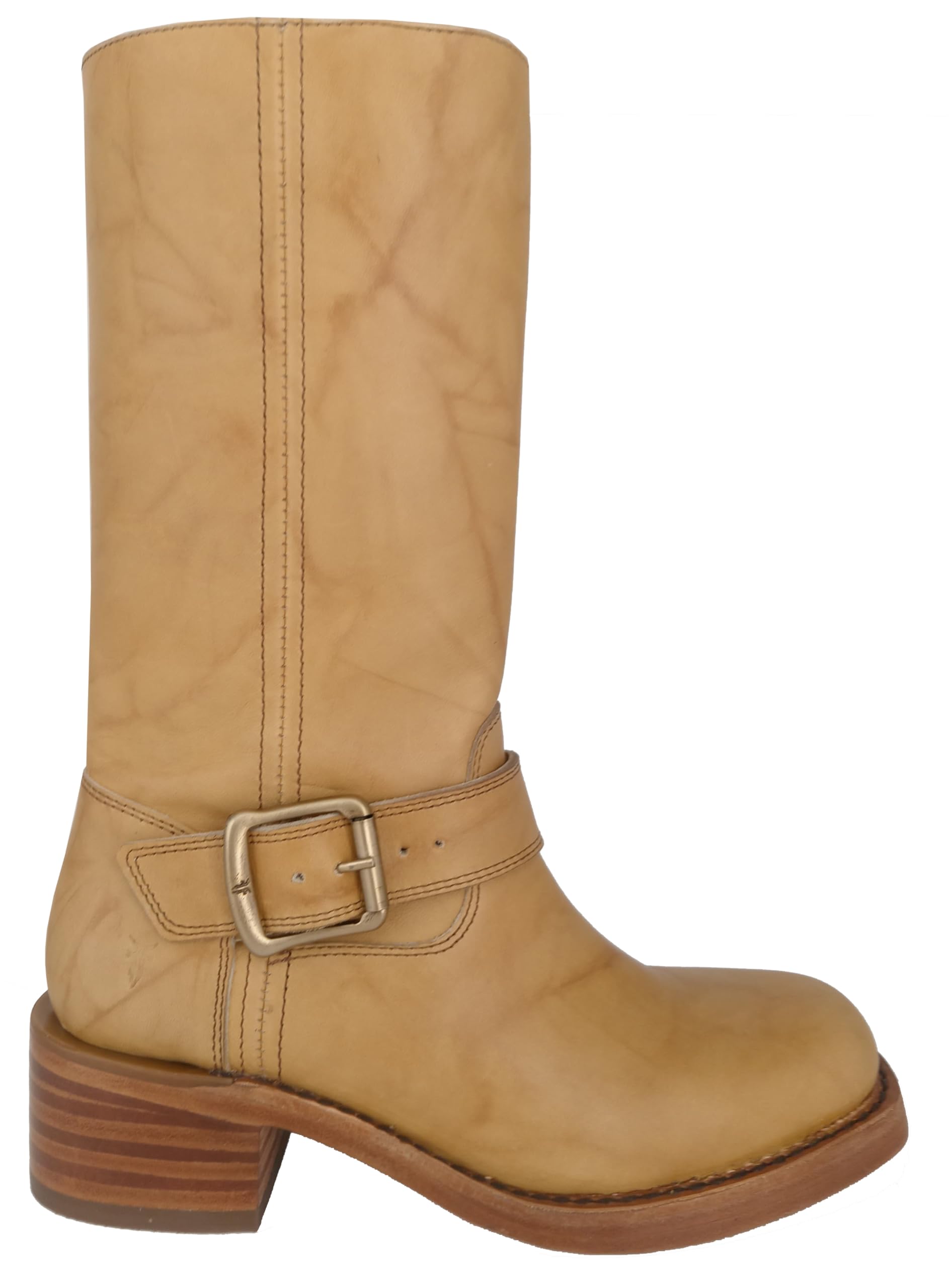 Frye Campus Buckle Womens Mid Calf Boot Brush Off Leather Zipper Closure 10 2 Shaft Height Stylish Footwear