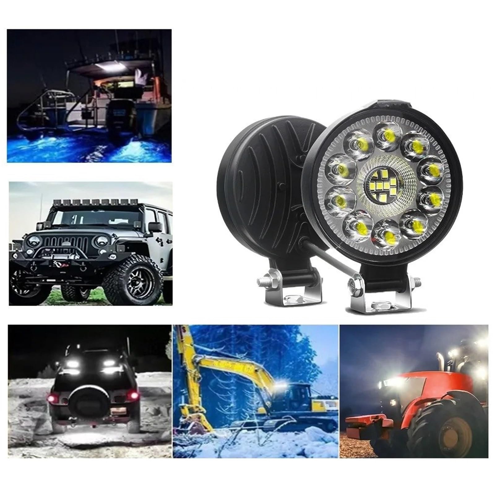 luz conducción Luz LED Trabajo Para Coche, Reflector Redondo 63W, 3 Pulgadas, 21LED, Auxiliar, Modificación Para Vehículo Todoterreno, Faros 12V Y 24V