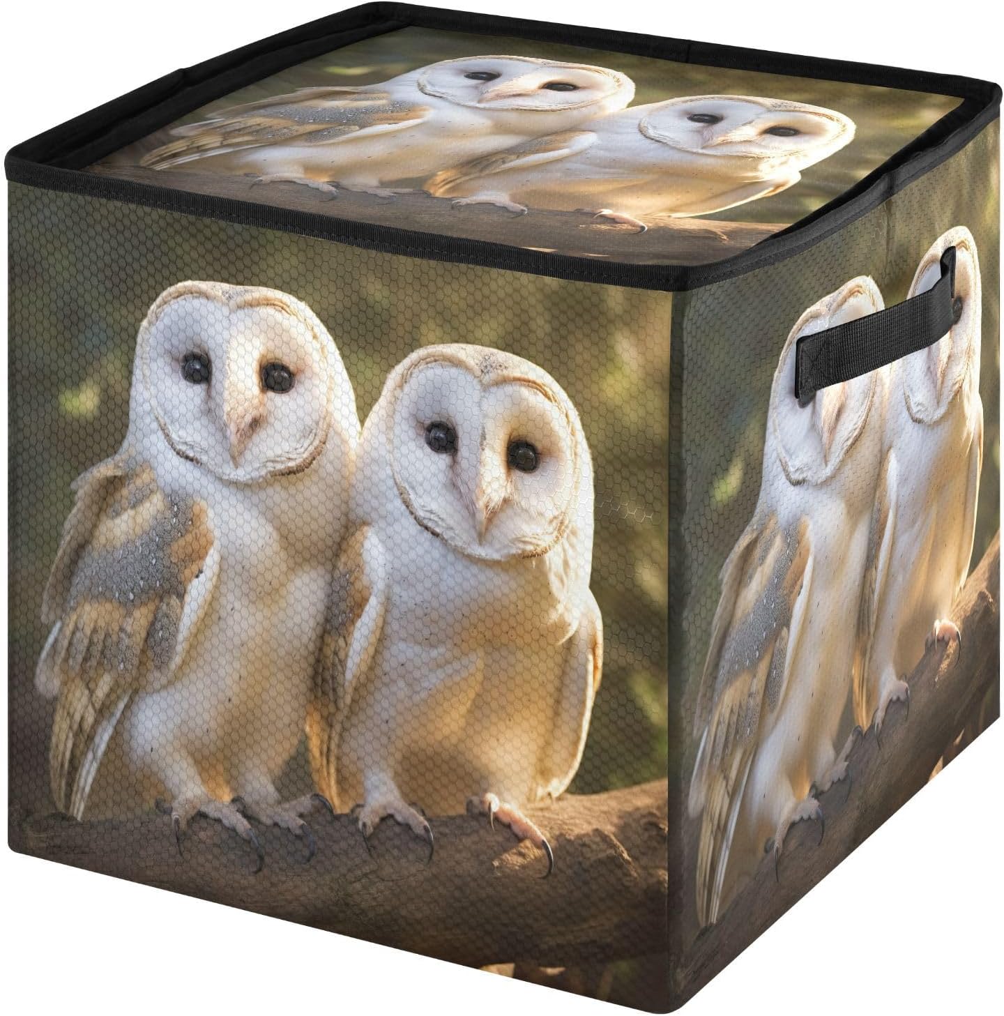 Owls Pattern 13 Inch Christmas Ornament Storage Box with Lid - Holiday Decor Storage Containers, Stores 64 Ornaments, 3 Inch Cube Compartments