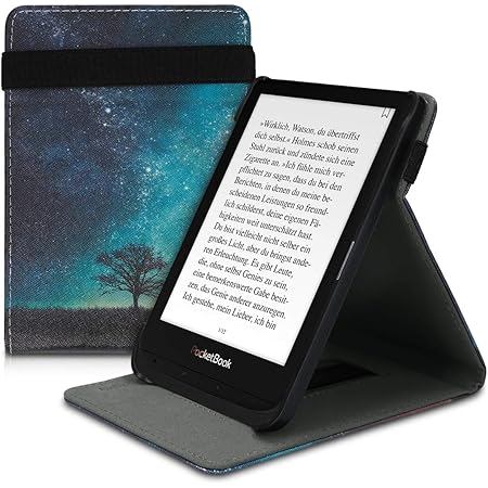 Kwmobile Schutzhulle Kompatibel Mit Pocketbook Touch Lux 4 Lux 5 Touch Hd 3 Color Hulle E Reader Mit Schlaufe Stander Galaxie Baum Wiese Blau Grau Schwarz Amazon De Elektronik Foto