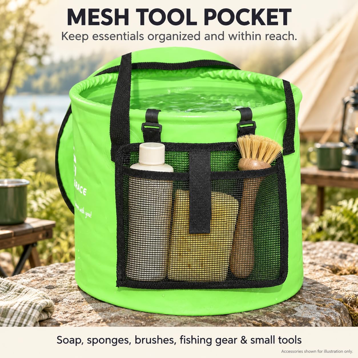 Freegrace Collapsible Water Bucket 10L Portable Camping Sink and Wash Basin image 4