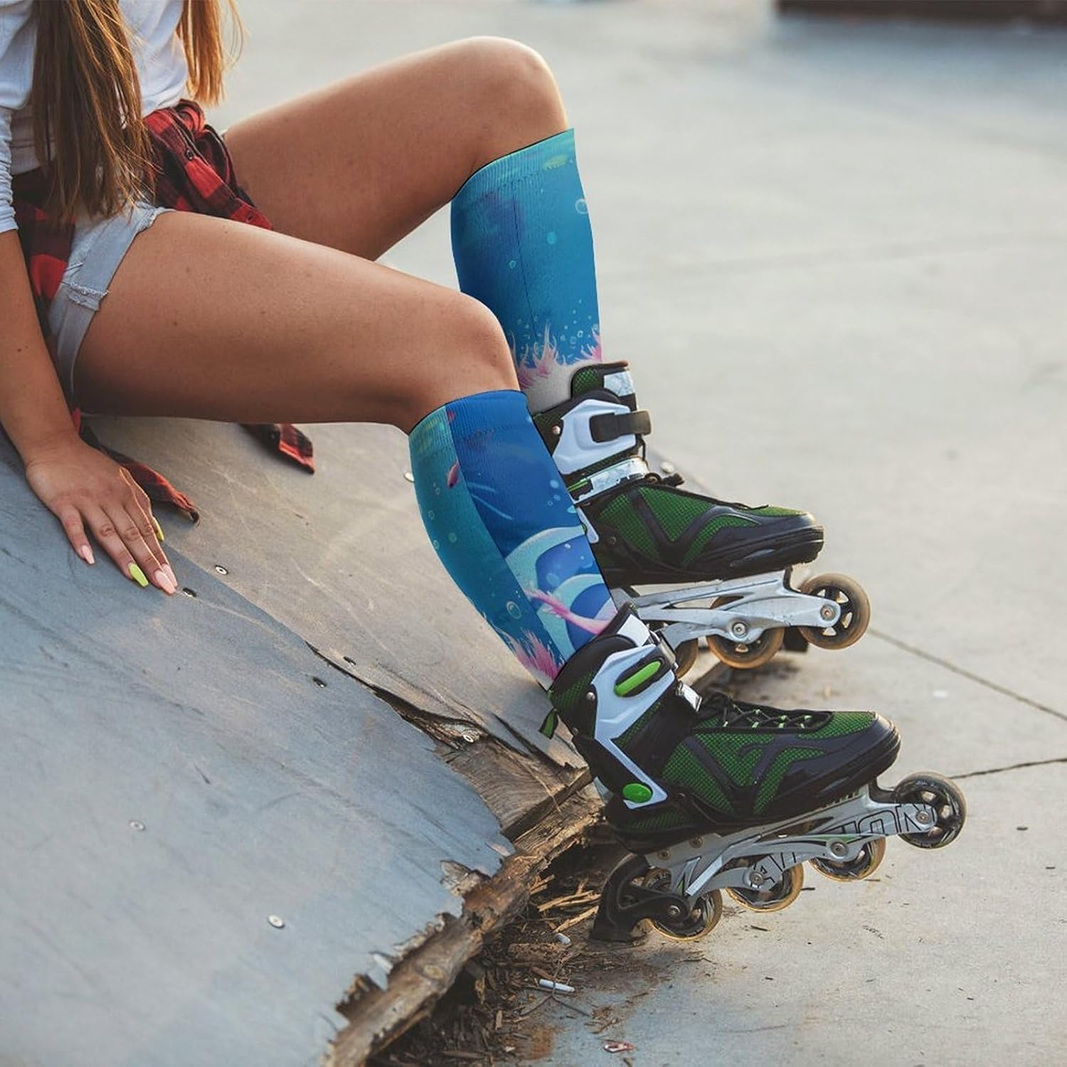 Cute Ocean Animal Axolotl Knee High Socks Athletic Long Stockings Sport Casual Crew Tube Sock Boot 46cm