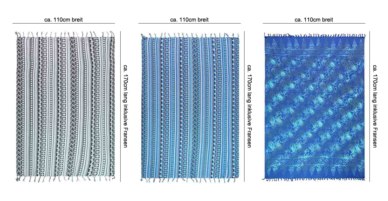 Ca. 50 Modelle Pareo Sarong Tuch Damen - Wickelrock Strand - Strandtuch dünn und blickdicht als Wickeltuch oder Umkleidehandtu,Wickelkleid damen Handarbeit aus Fair Trade Herstellung + Gratis Schnalle