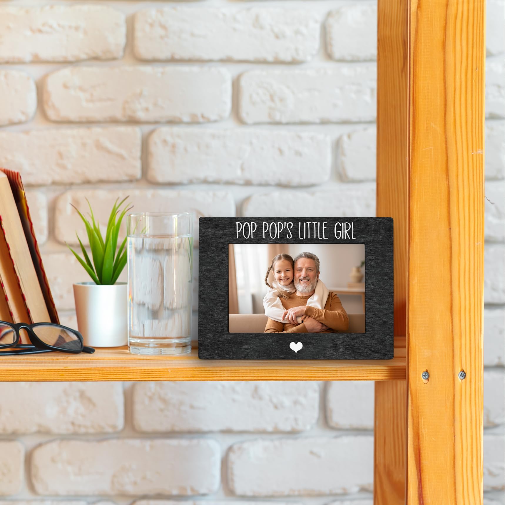 Pop Pop 4x6 Picture Frame, Grandpa Photo Frame, Granddaughter Picture Frame, Gifts for Pop Pop from Granddaughter Grandkids, Pop Pop’s Little Girl Picture Photo Frames for Desk Shelf Decor