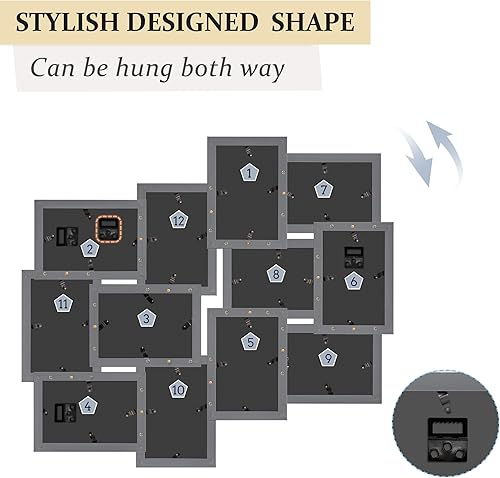 Miniatura 7 de Jerry & Maggie Paquete de 12 marcos de fotos de collage, marco de fotos para decoración de pared de 4 x 6 pulgadas, 12 aperturas, marcos de fotos de