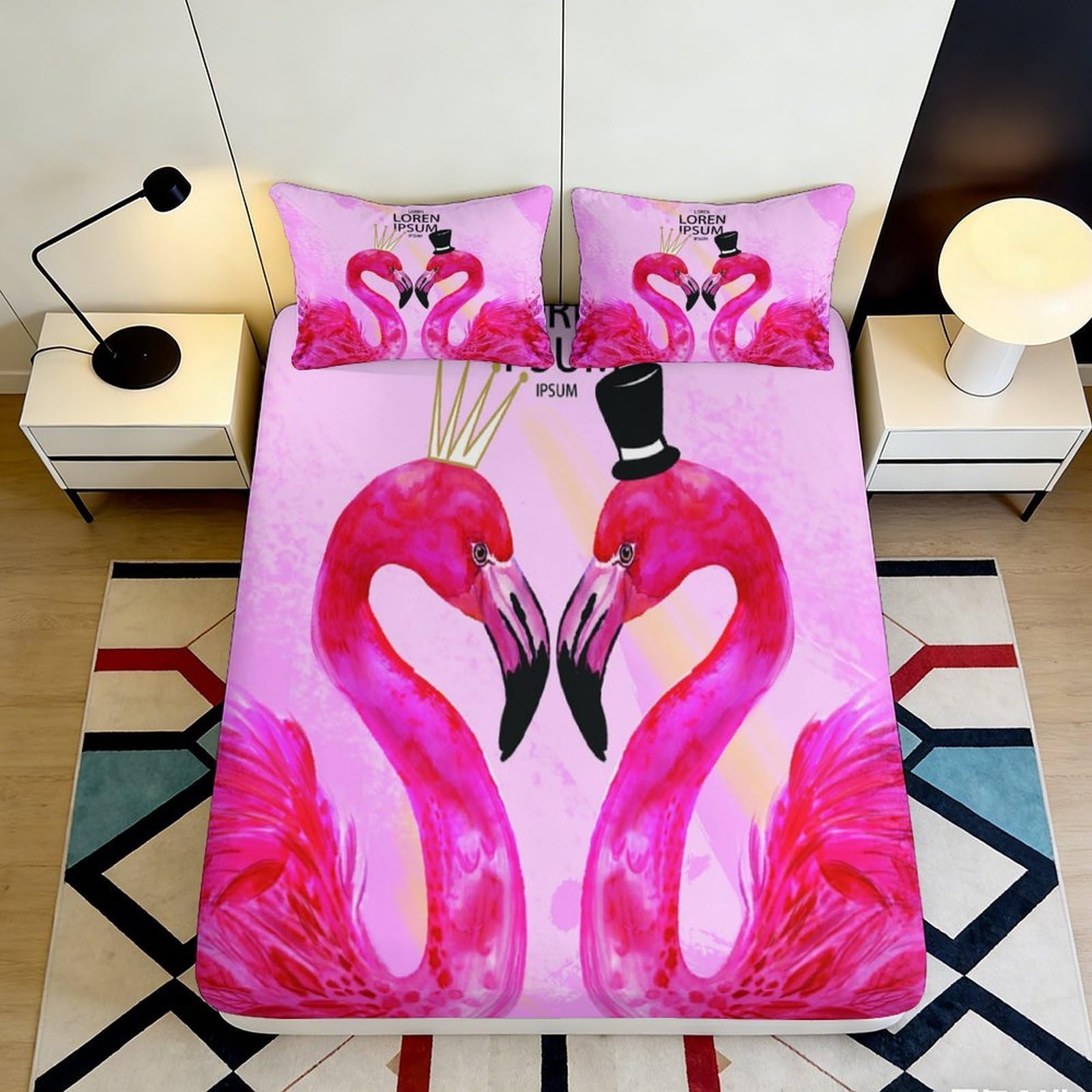 Jqzkxnhpbr Style-6 3D Printed Pink Flamingo Fitted Sheet Microfiber Soft Anti-Slip Mattress Cover For Bedroom Dorm Decor Easy Care 90X200x25cm