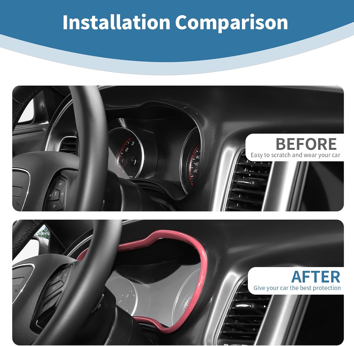 for Charger Dash Gauges Cluster Trim Instrument Panel Insert Fit for Dodge Charger 2015+ Pink Interior Accessories