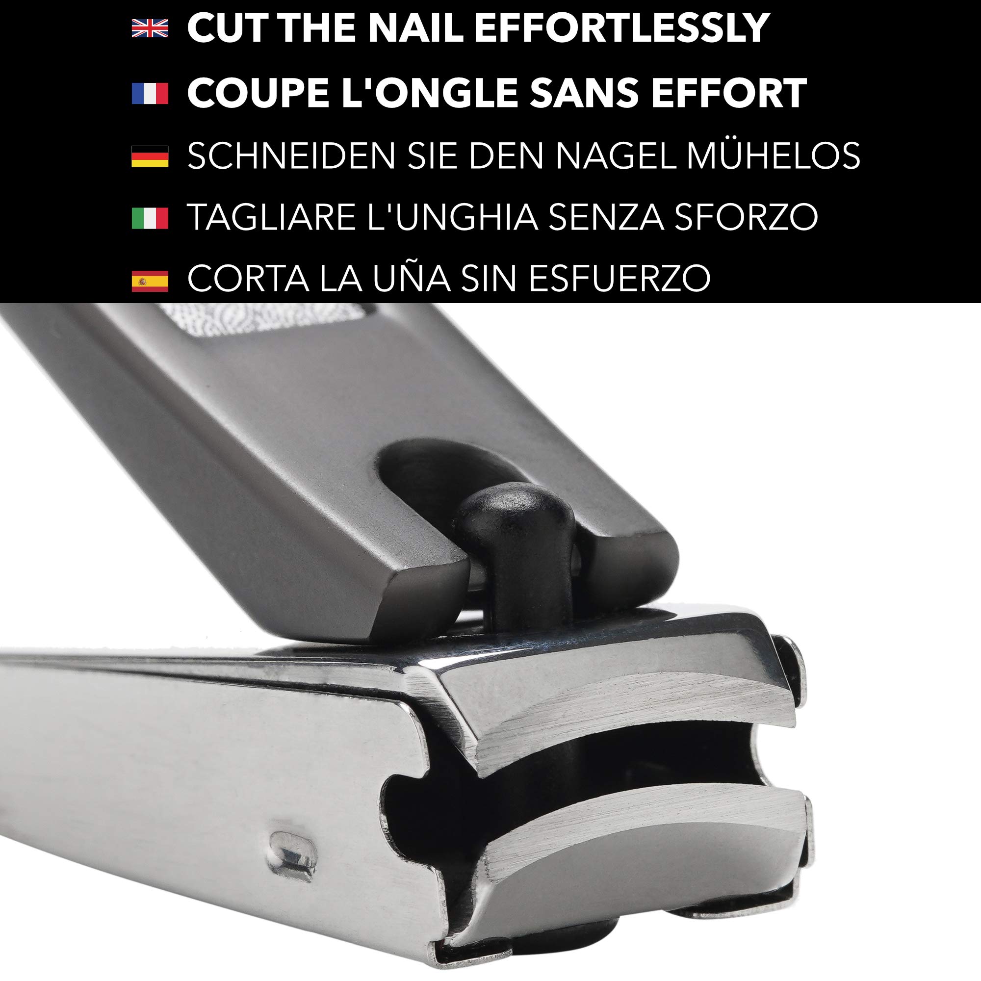 Coupe Ongle Avec Réservoir En Acier Inoxydable [GARANTIE 5 ANS] Marque Française - Kit De 2 Coupe-ongles Petit Et Grand - Avec Lime Intégrée Et Étui De Rangement