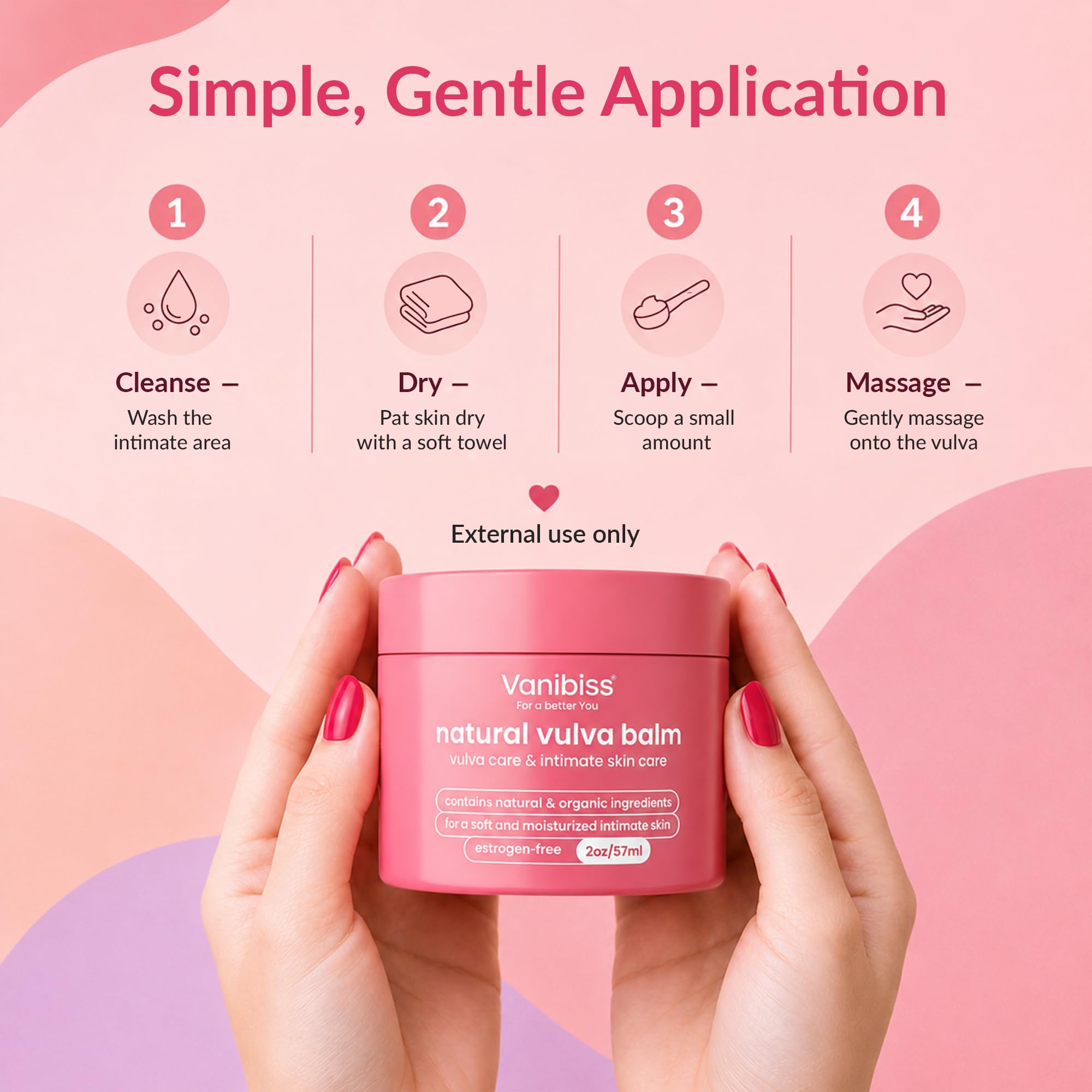 Vanibiss Crema orgánica de bálsamo de vulva, humectante vaginal, cuidado íntimo de la piel, soporte para la menopausia: alivia la sequedad, picazón, olor, irritación: libre de estrógenos (2 onzas)