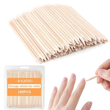 100pcs Orange Sticks For Nails - 4.5" Disposable Double Sided Wooden Cuticle Pusher Nail Sticks Palitos De Naranjo Para UnAs Nail Polish Remover Manicure Pedicure Art Techs Supplies Home Salon