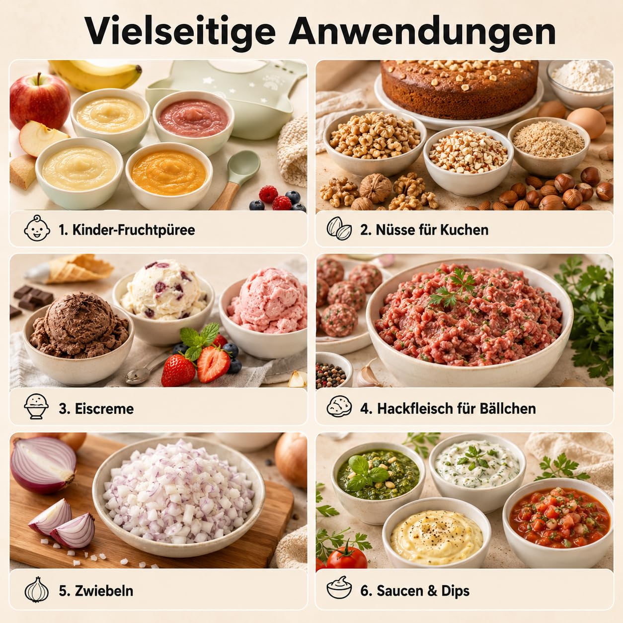Kitchen in the Box Zerkleinerer küche Elektrisch mit 2 Schüsseln (1L Glasschüssel+2L Stahlschüssel),400W Multizerkleinerer fleischwolf mit 2 Bi-Level Klingen für Fleisch,Babynahrung,Obst,Gemüse