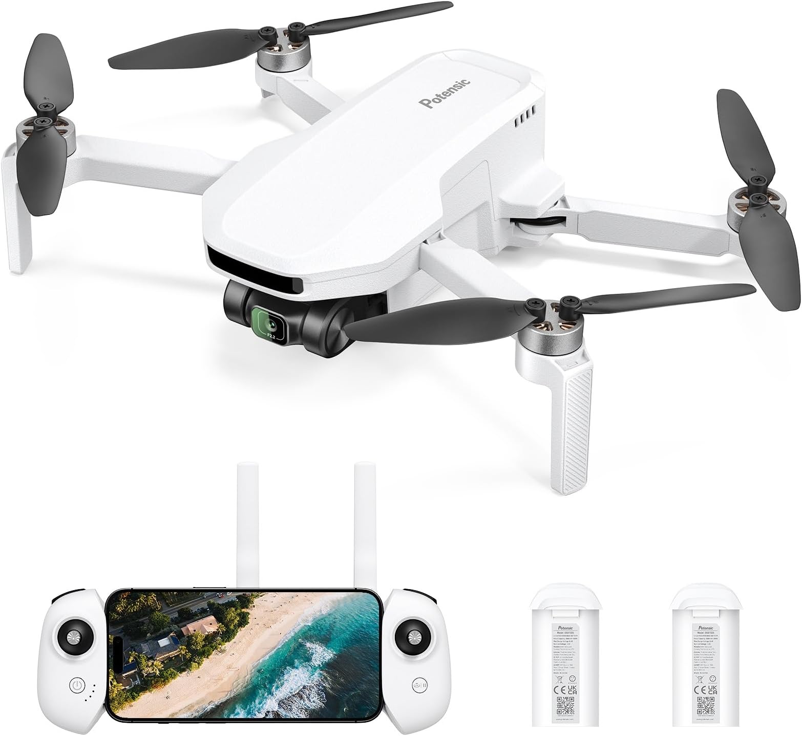 ATOM LT GPS Drone Under 249g, 2 Batteries 80 Mins, EIS 2.5K Camera, 4KM FPV Transmission, Brushless Motor, Auto Return, SurgeFly, Entry Level Foldable Drone for Adults Beginner, Expansion Kit