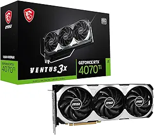 MSI Gaming GeForce RTX 4070 Ti 12GB GDRR6X 192-Bit HDMI/DP Nvlink TORX Fan 4.0 Ada Lovelace Architecture Graphics Card (RTX 4070 Ti Ventus 3X 12G OC)