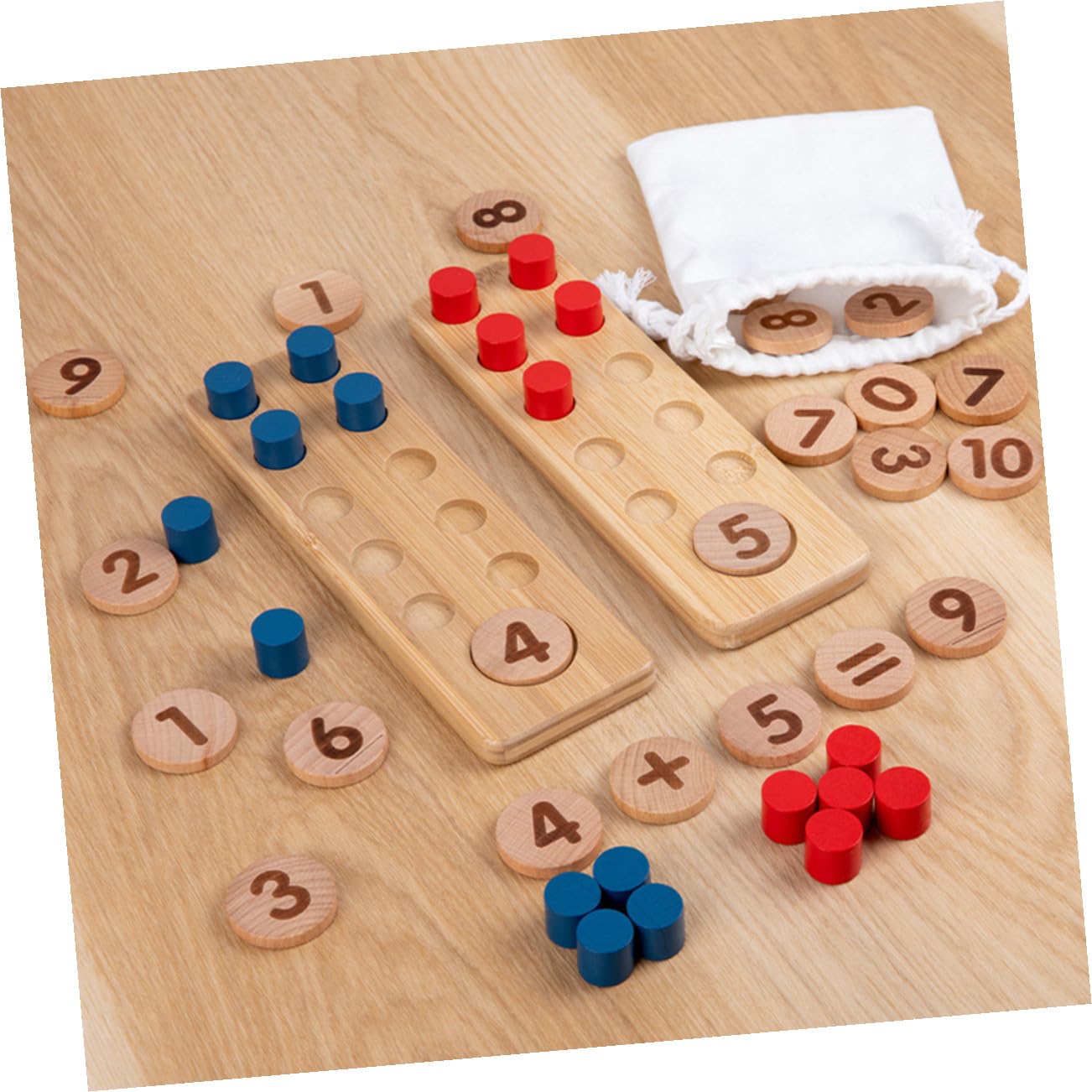 Mikinona Juguetes Matemáticos de Madera para Kit Educativo para Aprender Aritmética y Tablas de Multiplicar Juguete Didáctico Seguro para Preescolar y Jardín Infantil