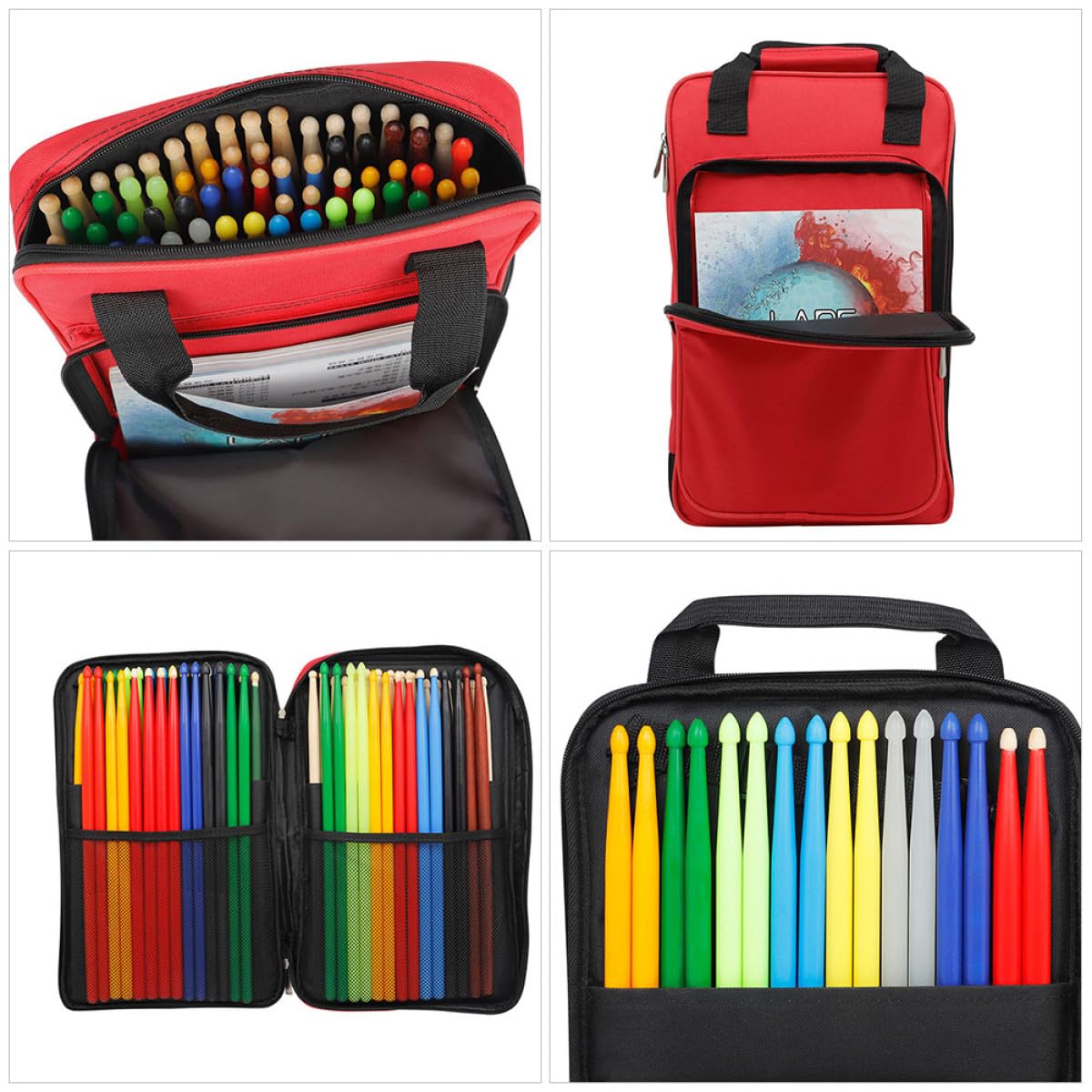GALPADA Bolsa Organizadora de Mazos para Percusión Compacta y Ligera Soporte Ergonómico y Correas Ajustables Adecuado para Transporte Fácil en Conciertos y Prácticas