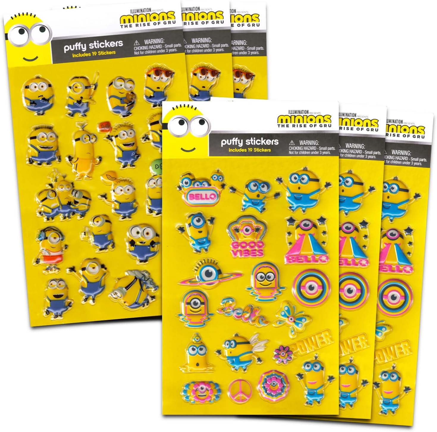 Minions Sticker Pack for Boys & Girls Bundle - 114 Puffy Stickers for Kids Birthday Party Decorations Goodie Bags | Despicable Me Minions Birthday Party Favors