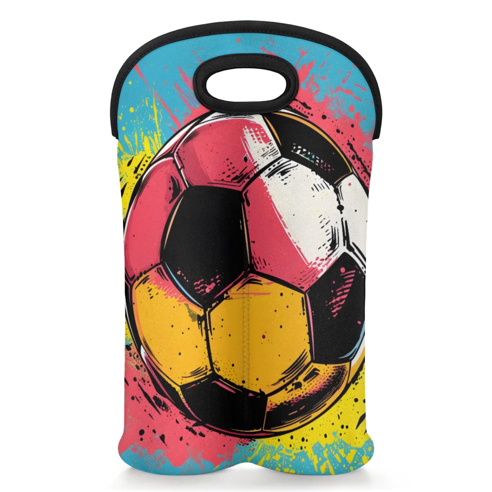 GzLeyigou 2 Bottles Sports Soccer Wine Bag Sleeve Totes Neoprene Protective Wine Carrier Bag for Wine,Water, Champagne, Beer, Baby Bottles,Gift 14.5 x 10 Inches