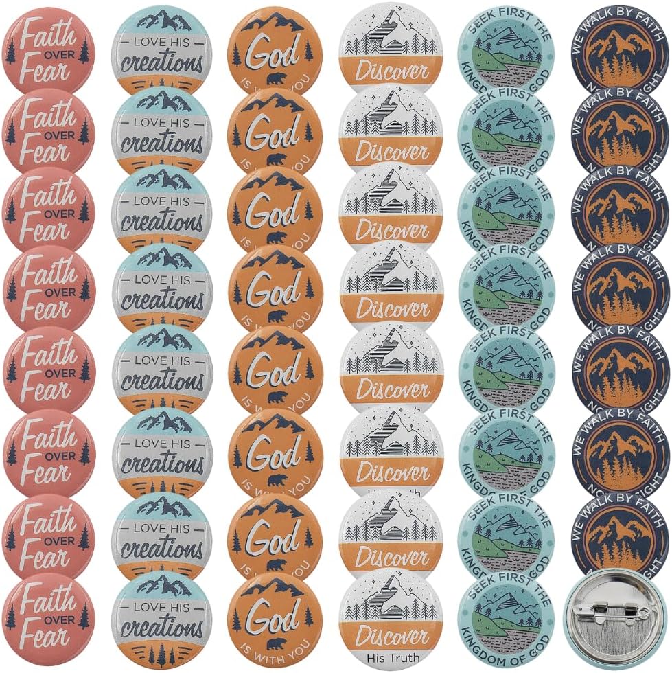 Fun Express Faith Adventure Mini Button ASST - Jewelry - VBS Vacation Bible School Supplies/Decor - 48 Pieces - Multicolor