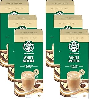 White Mocha x5 Premium Instant Coffee Sachets Pack of 6 (Total 30 Sachets) Rich White Chocolate Taste