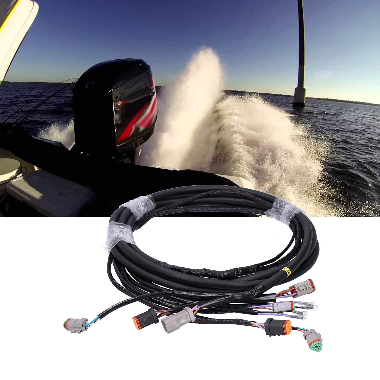 Cable de extensión del arnés de cableado de encendido 15 pies 4,5 M Arnés de encendido fueraborda 176340 Apto para motor de barco ABS Metal Alta temperatura Durable