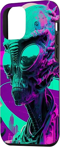 Vista 29 de iPhone 12 Pro Max Cool Retro Alien Sunset Tropical Trippy Vaporwave Sky Art Case
