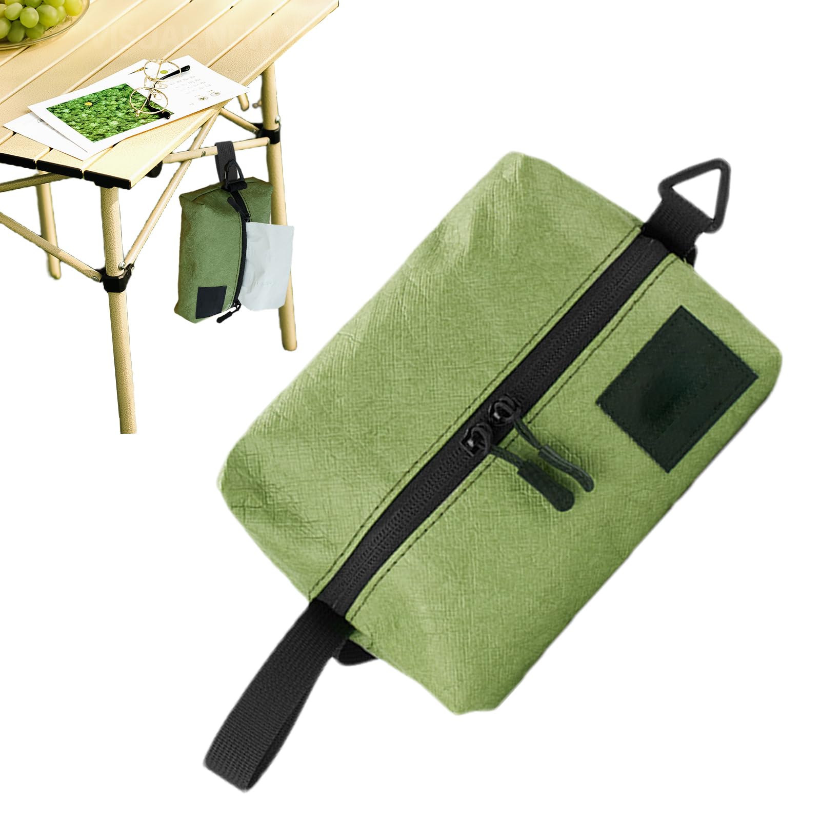 Dtaigou Pocket Tissue Holder - Outdoor Tissue Storage Holder Pouch,Toilet Paper Holder Hanger with Adjustable Length Webbing for Car, Outdoor Camping, Home, Travel