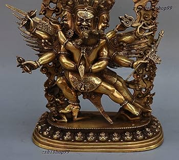 オールドチベット仏教 銅製 ドルジェマハカラカラチャクラ仏像 お守り仏像 懐中仏 オールドチベット仏教 銅製 ドルジェマハカラカラチャクラ仏像