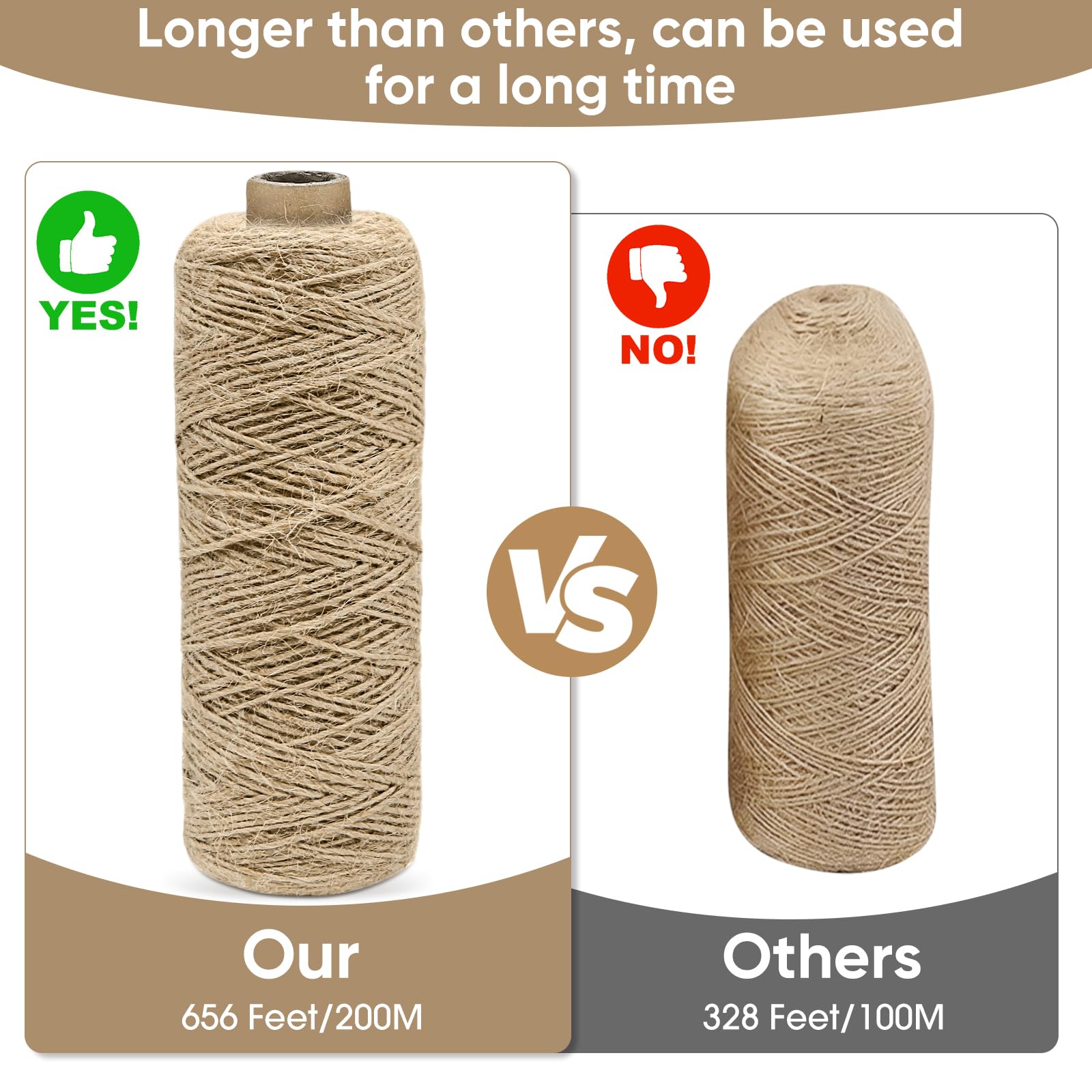 2 Piezas 200 m Yute Natural Marrón, 1mm Cuerda de Yuta, Jute Yarn para Embalaje, Bricolaje, Floristería, Decoración, Manualidades