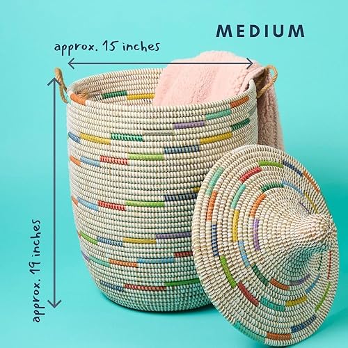 Miniatura 9 de Senegalo Cesta de césped con remolinos de arco iris blanco jumbo