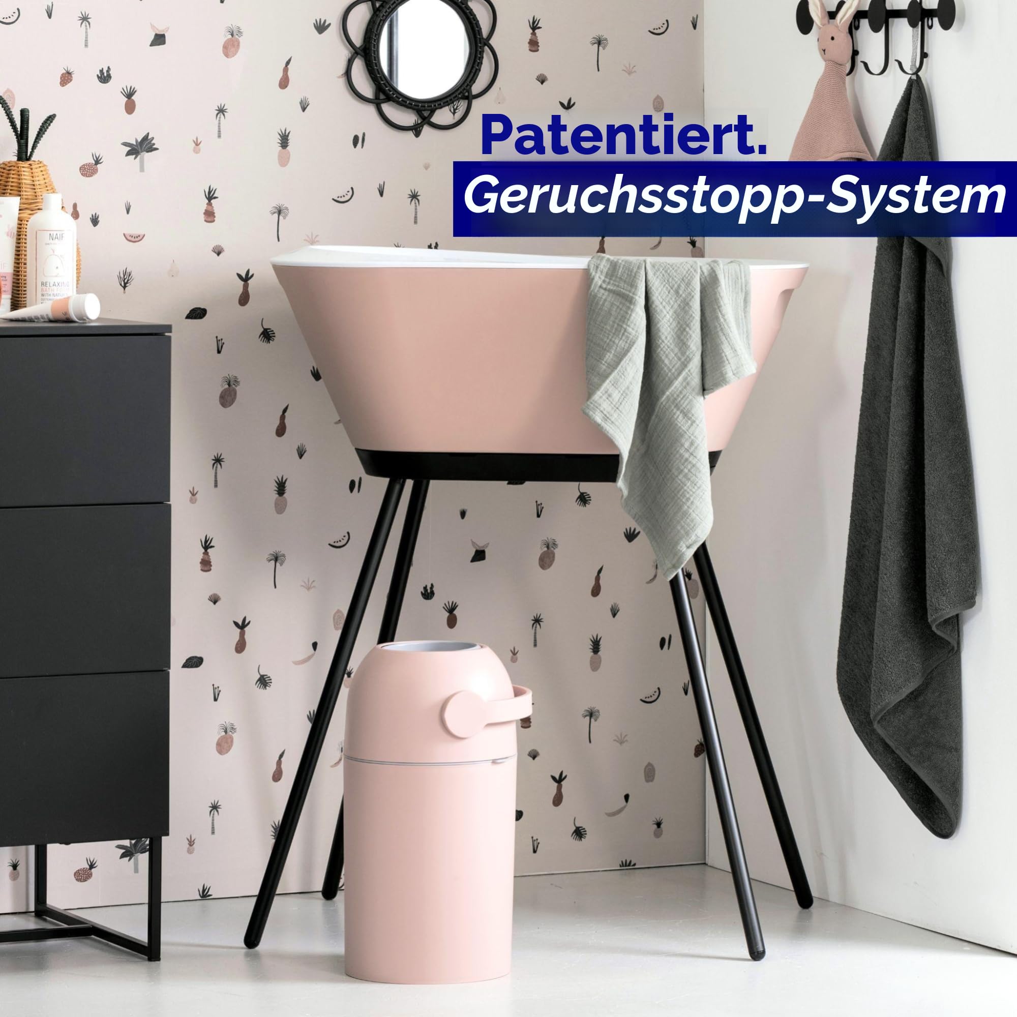 Magic Baby Windeleimer, patentiertes Geruch-Stopp-System, verwenden Sie jeden Müllbeutel, Einhandhebel, 4 Rollen Beutel inklusive (Graphit)