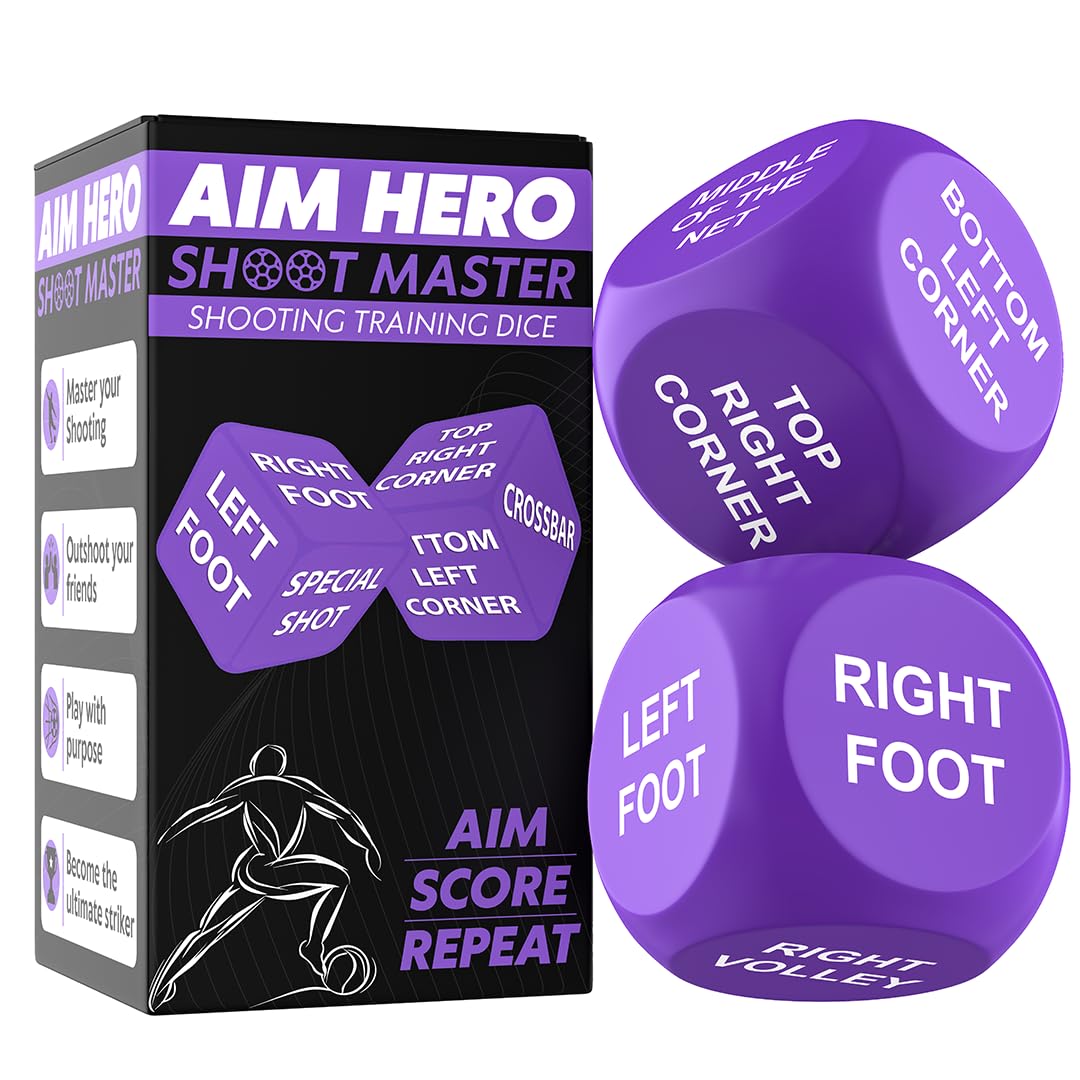 2pc Games Shooting Practice Training Dice Football Training Equipment - Indoor or Outdoor Penalty Shoot Out Game for Improving Soccer Skills - Football Gifts for Boys and Girls 9-12 - Stocking Fillers