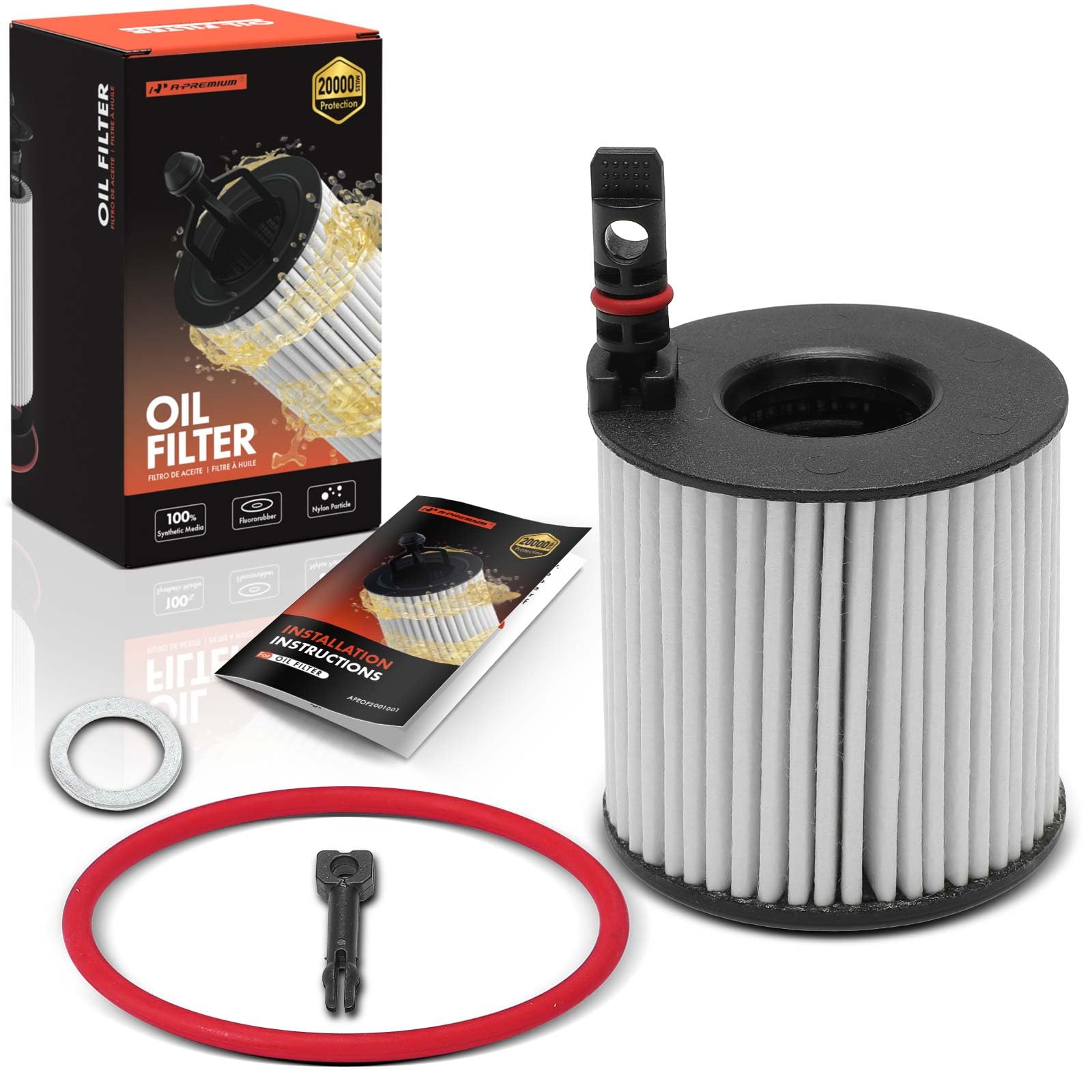 A-Premium 20K Miles Upgrated Protection Oil Filter Compatible with Hyundai & Kia Models - Elantram, Sonata, Sorento, Santa Fe, Sportage, Accent, Tucson, Rio, Kona, Seltos, K5, Venue