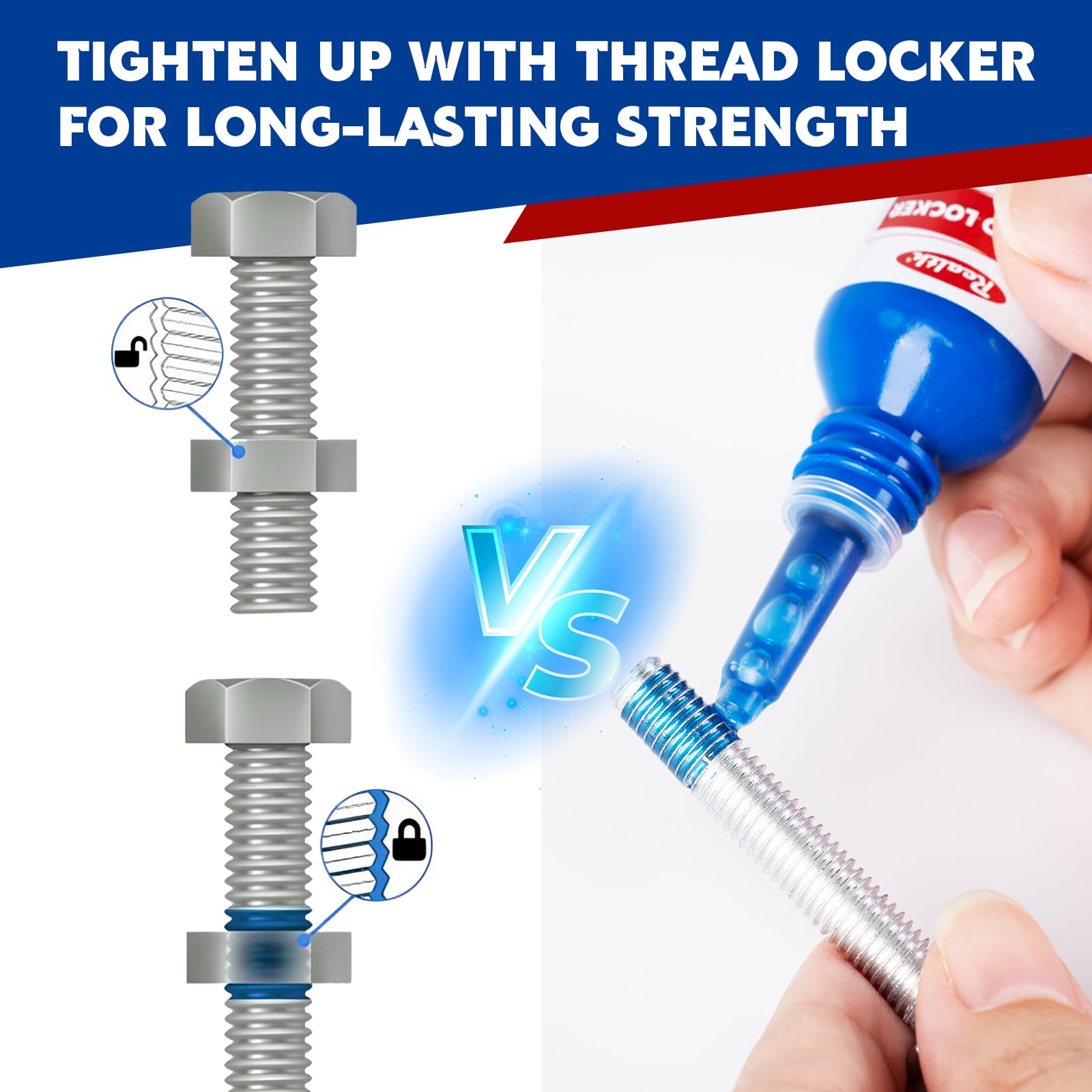 Fijador de Tornillos Baja | Púrpura 10ml | Tornillos de Tuercas de Cierre y Sellado | Thread Lock Contra la Pérdida y las Fugas