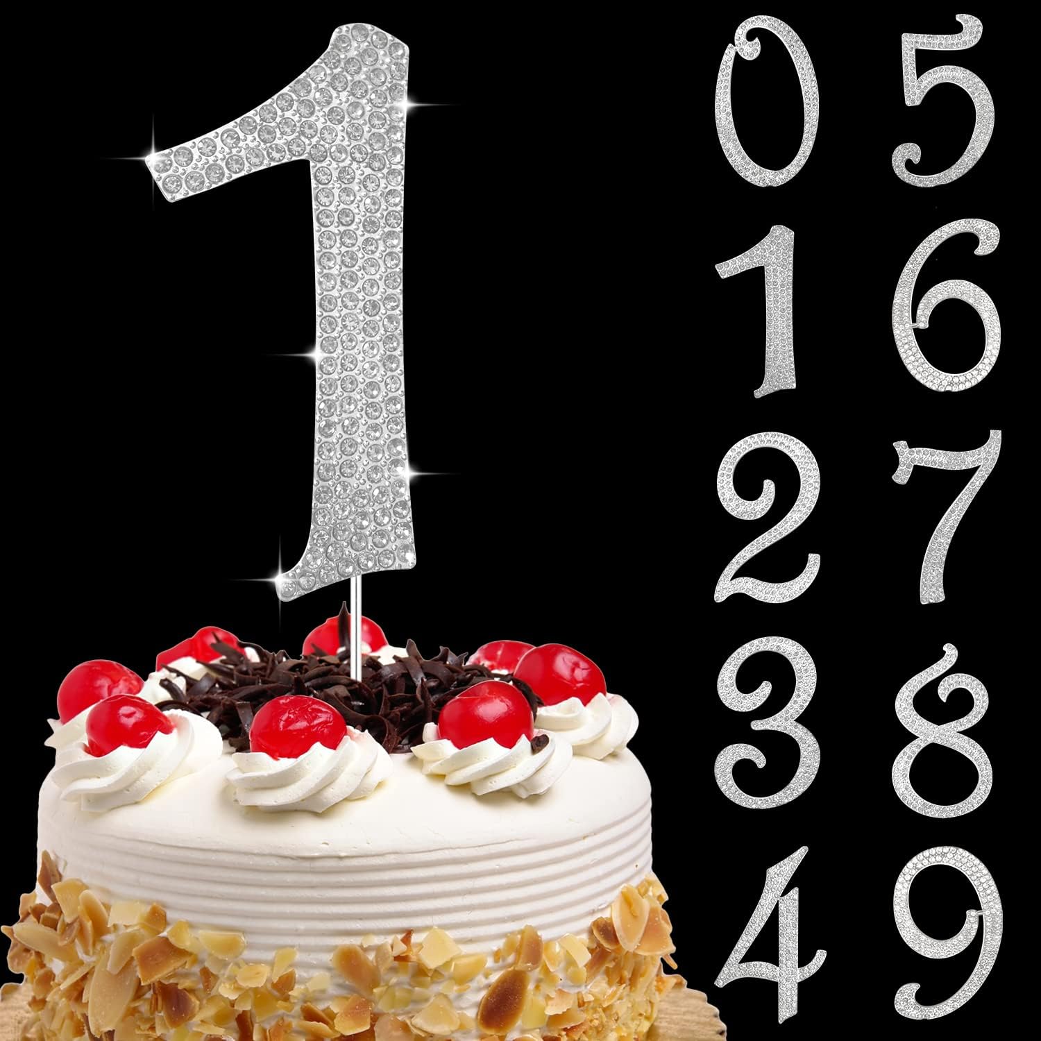 Inserti Per Torta Con Numeri 5 E 0 Decorati Strass - Oro, 15.5cm - Per Compleanni E Anniversari - Foto 10