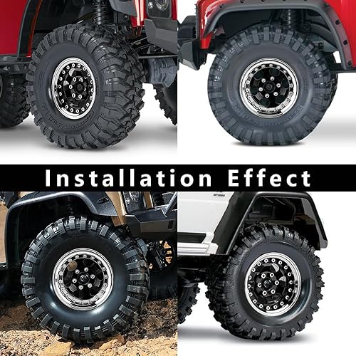 Miniatura 4 de GLOBACT Ruedas Beadlock de aluminio de 1.9 pulgadas, compensación ajustable para 110 TRX4 TRX6 Axial SCX10 I II III Redcat GEN7 GEN8 RC Crawler