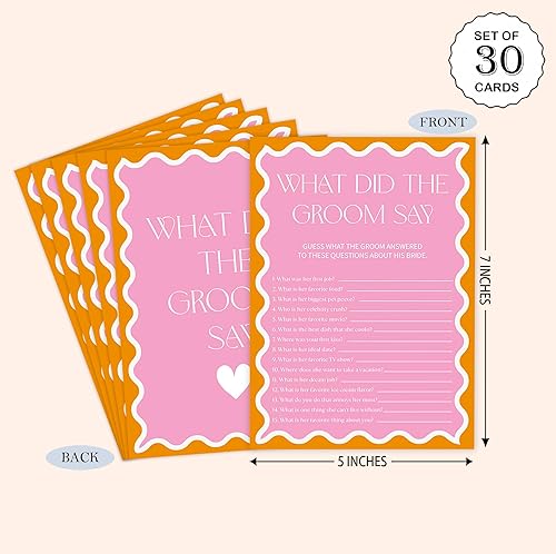 Miniatura 2 de Juego de 30 invitados con diseño de borde ondulado rosa para 30 invitados con tarjetas de juego, juego de despedida de soltera con borde ondulado,