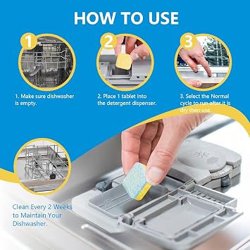 Dishwasher Cleaner & Deep Deodorizer Cleaning Tablets 24 Tabs Lemon Scent