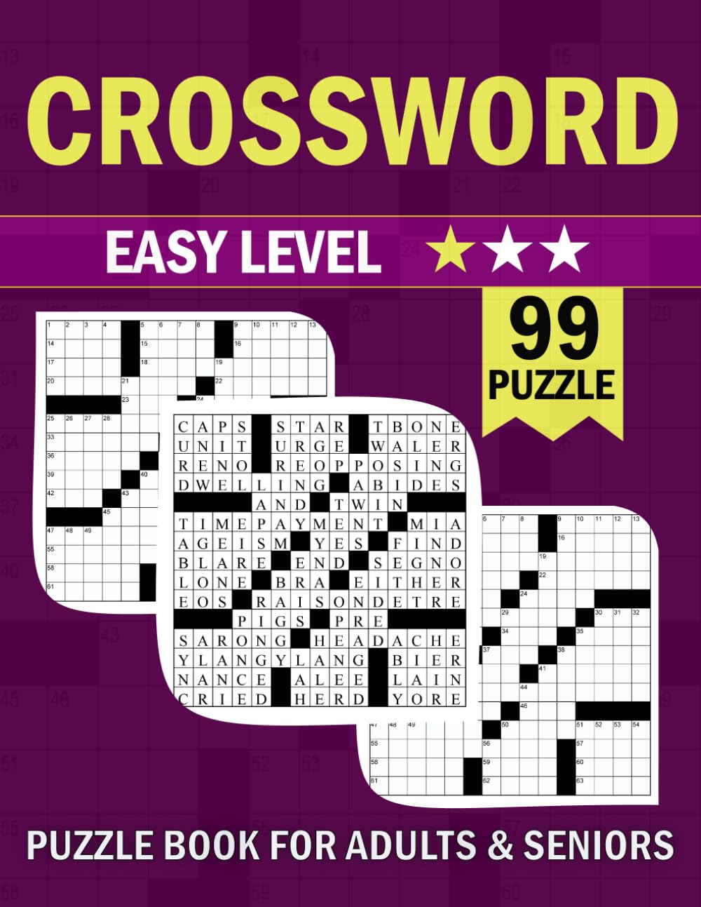 Easy Crossword Puzzle Book For Adults and Seniors: 99 Relaxing Large Crosswords with Solutions | Fun & Simple Brain Games for Memory and Vocabulary Boosting