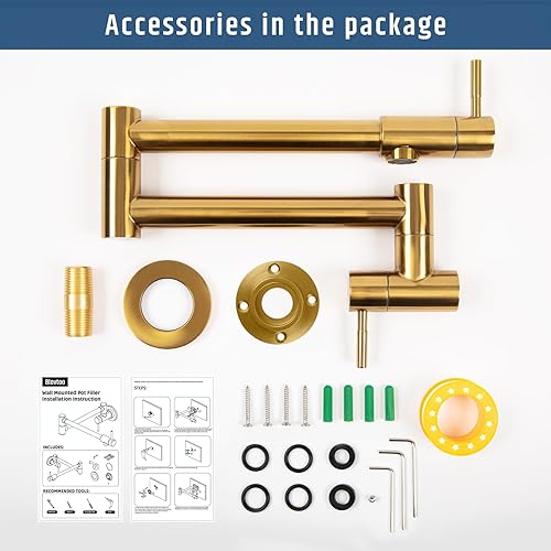 Miniatura 6 de Grifo de llenado de ollas de 20 pulgadas de níquel cepillado, grifos de llenado de ollas para fregadero de cocina sobre la estufa, grifo de agua