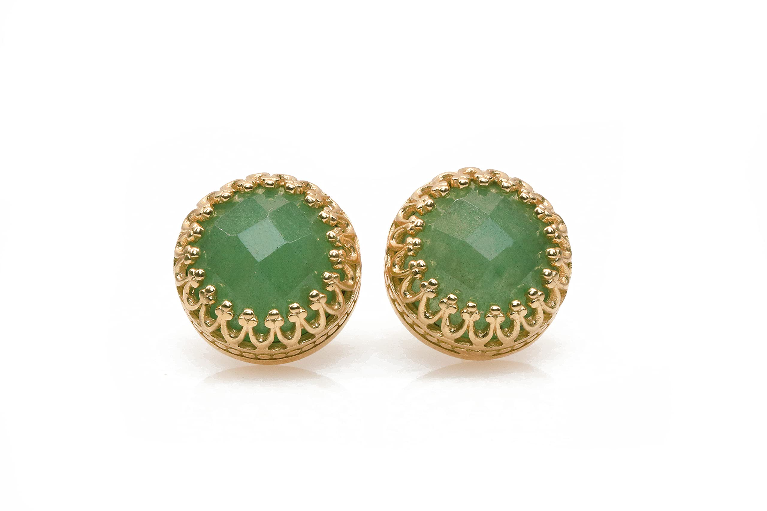 Anemone Oro e Gioielli 925 per Donne - Aventurina Verde Orecchini in Oro - Orecchini Verde per Eventi e per Tutti i Giorni - con Scatola Regalo