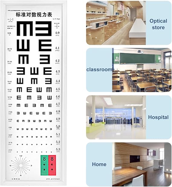E Eye Chart, 2.5m/5m Visual Inspection Light Box, LED Eye Chart Light Box, Constant Light Source, Uniform Brightness, 3 Kinds of Detection Visual Standards, Hanging Installation(90x28x5.5cm/35.5x11x2i