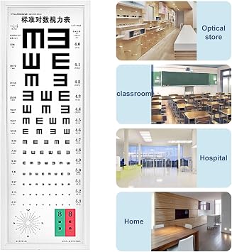 E Eye Chart, 2.5m/5m Visual Inspection Light Box, LED Eye Chart Light Box, Constant Light Source, Uniform Brightness, 3 Kinds of Detection Visual Standards, Hanging Installation(90x28x5.5cm/35.5x11x2i