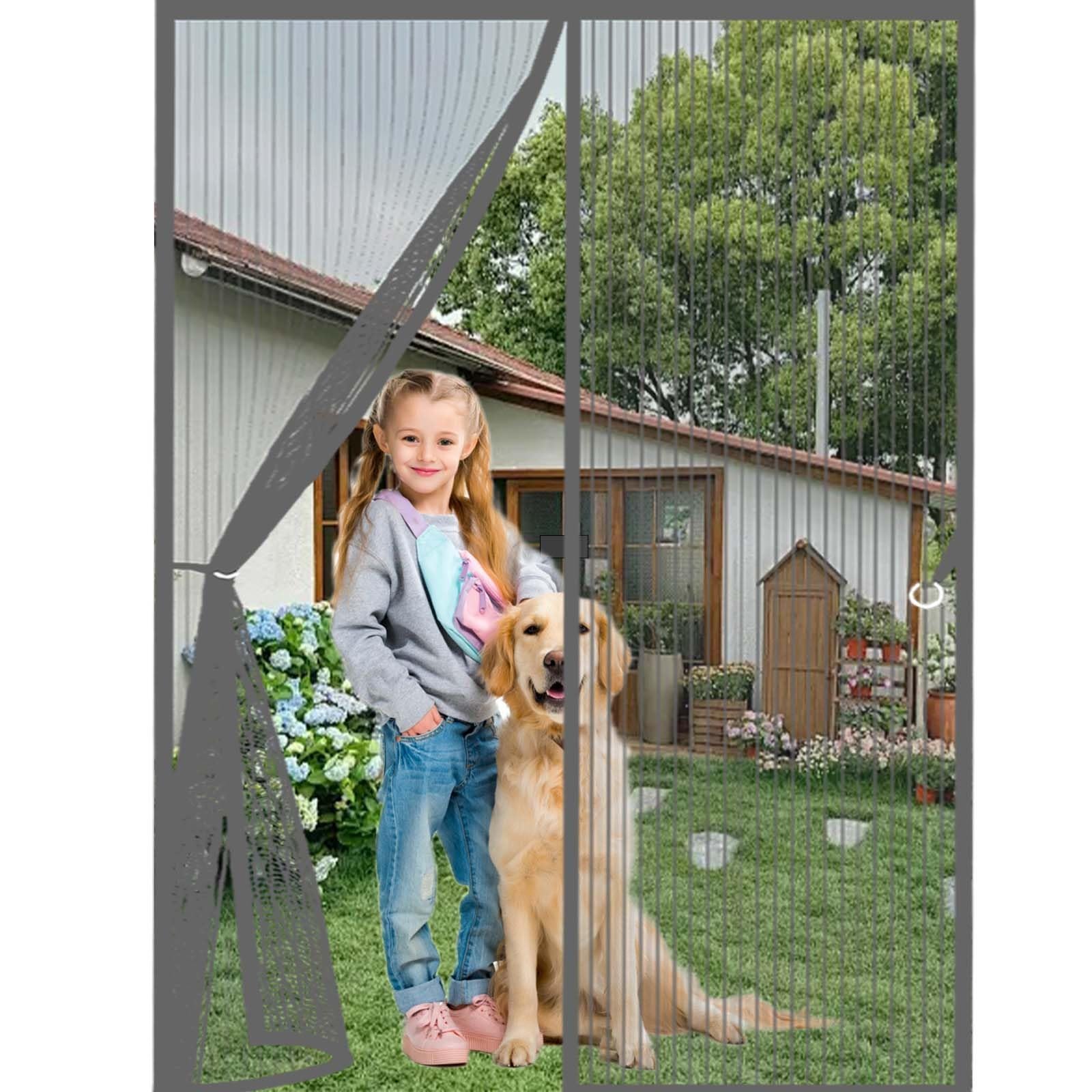 Feijdon Grey Magnetic Door Screen 100X210cm(Widthxhigh) Durable, Keeps Bugs Out, Kid And Pet Friendly Mosquito Proof Door Curtains Lets Fresh Air In, Hundreds Of Sizes,