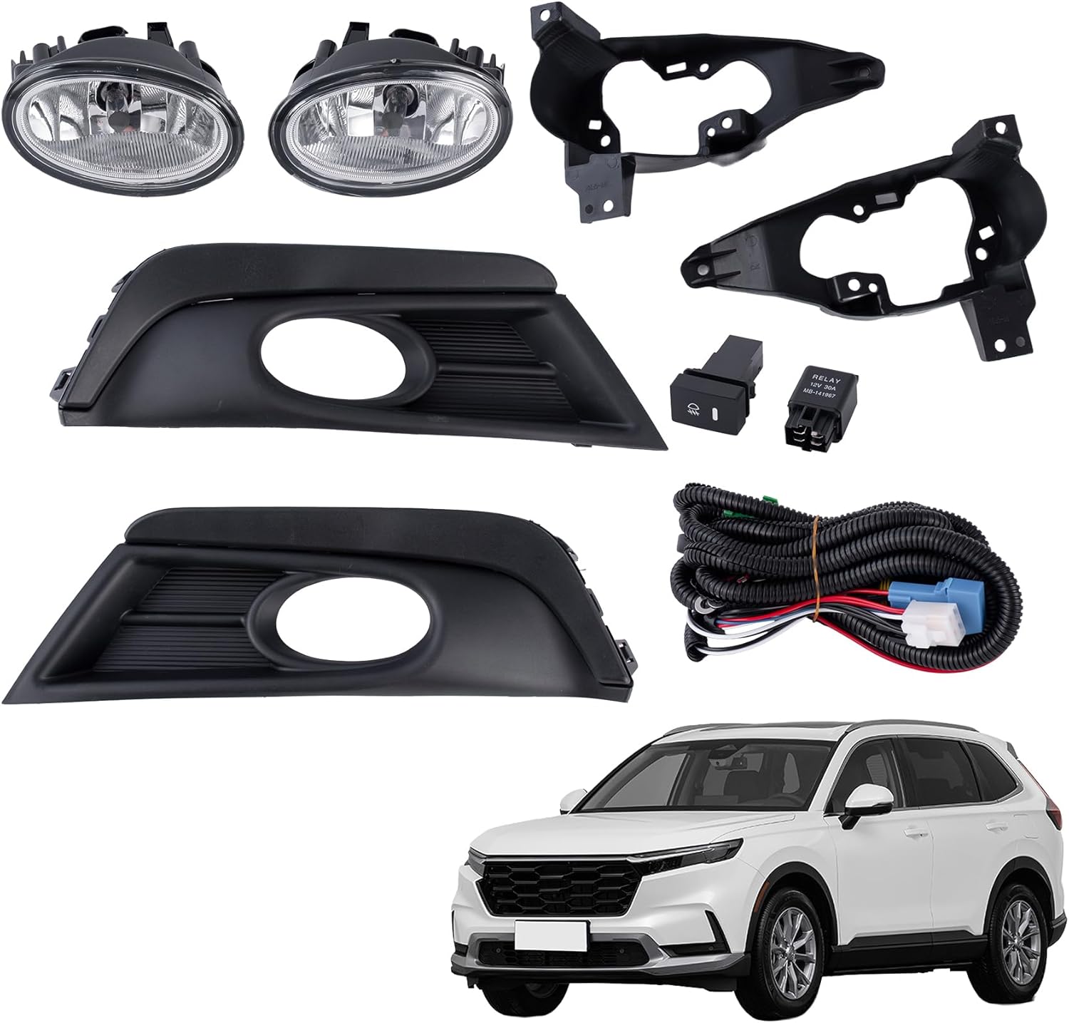 Fog Bumper Lamps Replacement for Honda CR-V CRV 2017 2018 2019Fog Lights with Bulbs Wiring Replacement for HO1039151, HO1038151 Left and Right Side