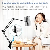 Vista 2 de Soporte para tablet ajustable, soporte plegable para cama, soporte universal flexible de aluminio para tableta con rotación de 360 grados